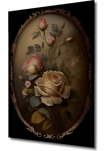 Romantik Gül Bahçesi Yağlı Boya Görünümlü Ahşap Dekoratif Tablo Dikdörtgen Tablo indirimleri