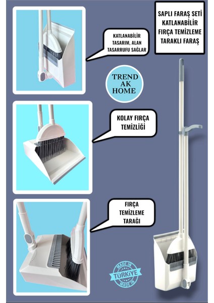 Lüx Saplı Faraş Seti Katlanabilir Fırça Temizleme Taraklı Faraş
