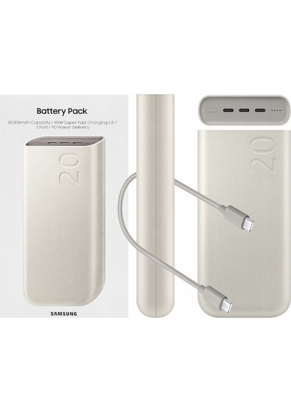 Samsung EB-P4520X 20.000 Mah Süper Hızlı Powerbank - Bej modelleri