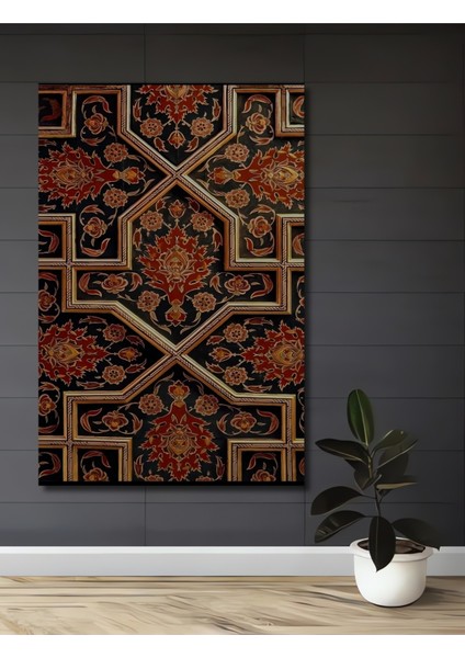 Osmanlı Sini Sanatı Görünümlü Ahşap Dekoratif Tablo Dikdörtgen Tablo