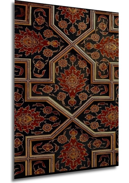 Osmanlı Sini Sanatı Görünümlü Ahşap Dekoratif Tablo Dikdörtgen Tablo fırsatları