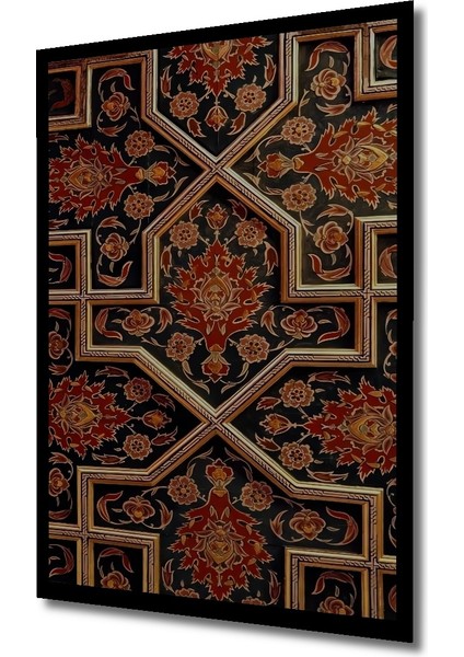 Osmanlı Sini Sanatı Görünümlü Ahşap Dekoratif Tablo Dikdörtgen Tablo indirimleri