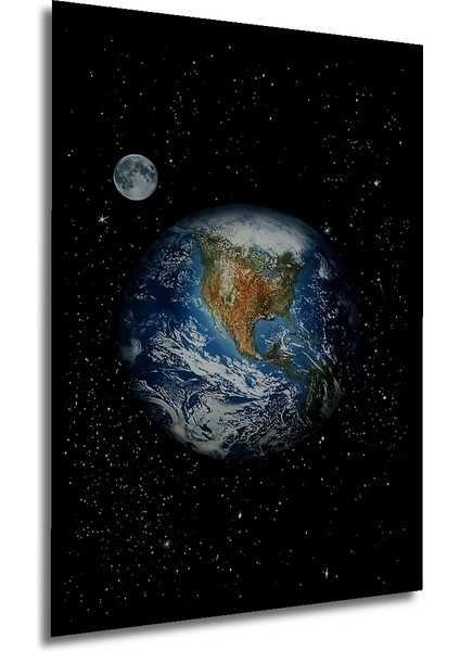 Evrenin Gızemlı Güzelliği Ahşap Dekoratif Tablo Yağlı Boya Görünümlü Sanat Eseri Dikdörtgen Tablo