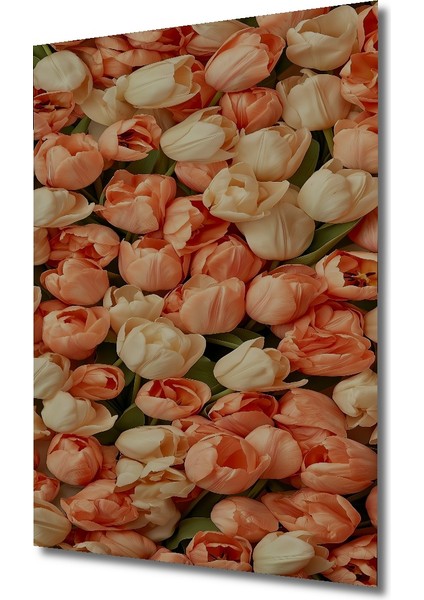 Canlı Lale Yağlı Boya Görünümlü Ahşap Dekoratif Tablo Dikdörtgen Tablo modelleri