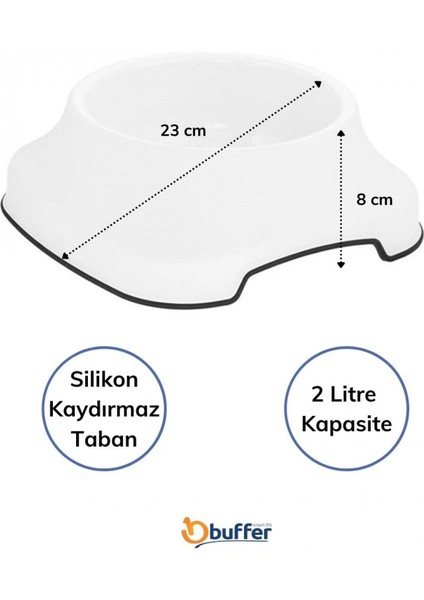 Silikon Kaydırmaz Taban Plastik Kedi ve Köpek Mama ve Su Kabı 2 L (K95) modelleri