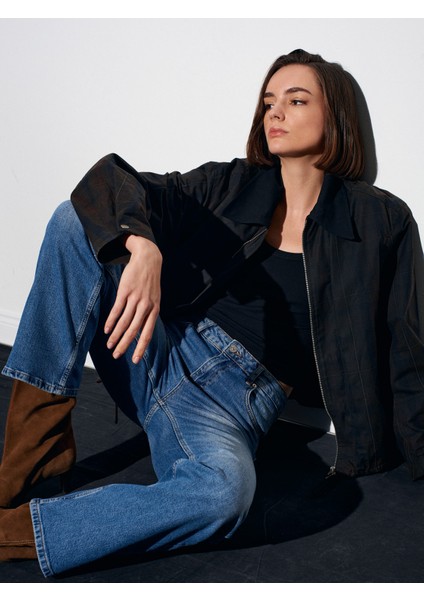 72073 Likralı Wide Leg Jean-Mavi