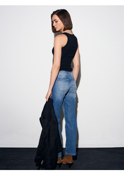 72073 Likralı Wide Leg Jean-Mavi fiyatları