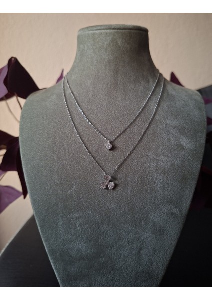 925 Ayar Gümüş Çift Zincir 3 Yaprak Şans Yoncası Model Genç/yetişkin Kadın Kolyesi modelleri