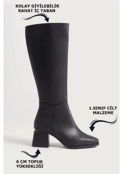 Sivri Burun Fermuarlı Kısa Topuk Kadın Çizme Siyah indirimleri