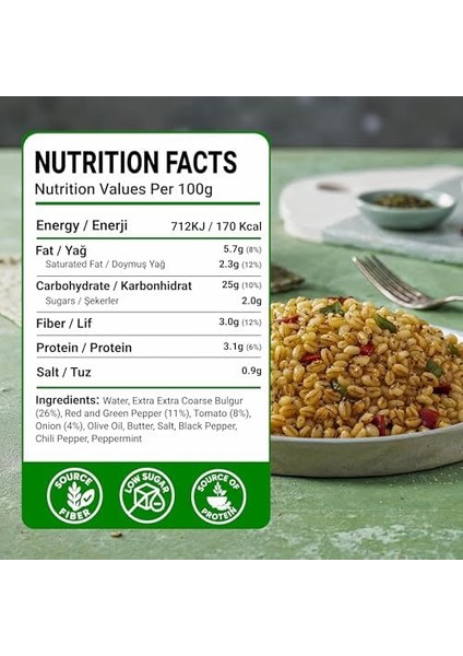 Duru Pratik Hazır Yemek – Sebzeli Bulgur Pilavı 250G, Doğal ve Katkısız | Hızlı ve Lezzetli