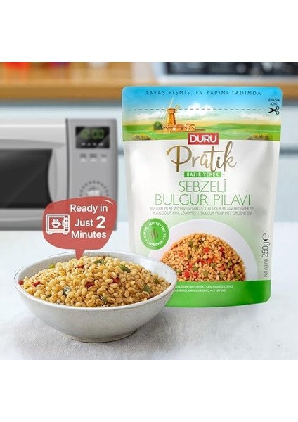 Duru Pratik Hazır Yemek – Sebzeli Bulgur Pilavı 250G, Doğal ve Katkısız | Hızlı ve Lezzetli fiyatları