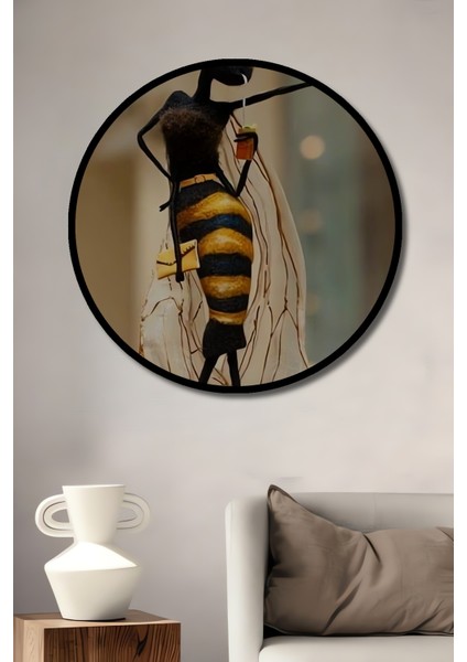 Ahşap Dekoratif Tablo Bal Arısı Bohem Sanat Yağlı Boya Görünümlü Yuvarlak Tablo fiyatları