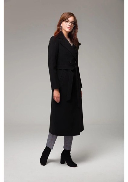 Kaşmir Kaşe Beli Kuşaklı Şık Kaban