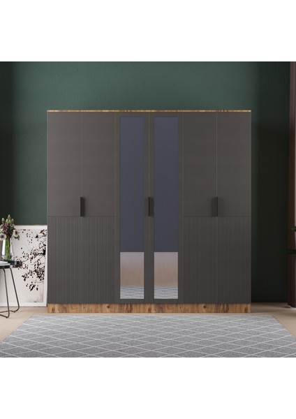 VENÜS 6 KAPAKLI EKO GARDIROP - MDF KAPAK