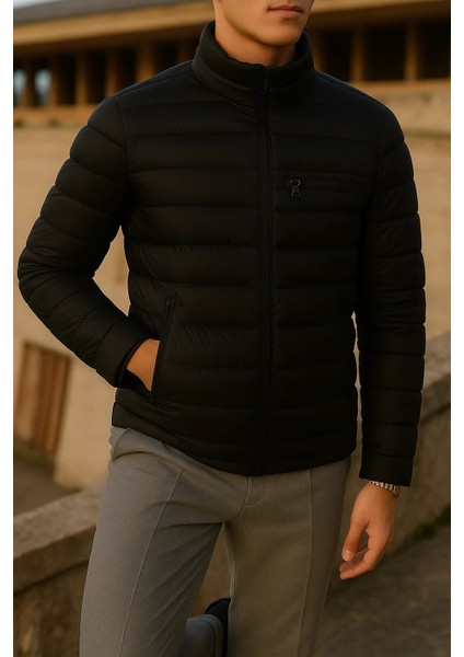 Erkek Kışlık Comfort Trend Günlük Siyah Şişme Mont fırsatları