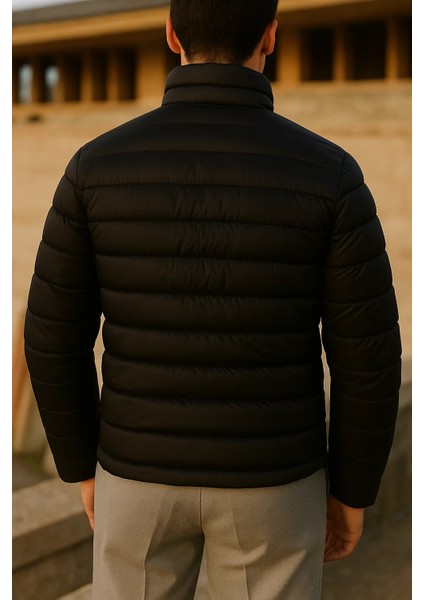 Erkek Kışlık Comfort Trend Günlük Siyah Şişme Mont