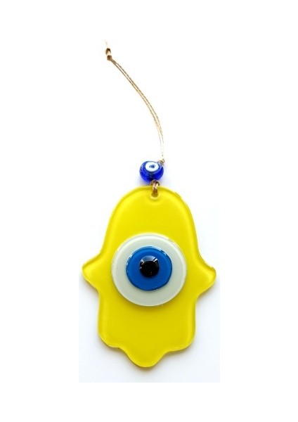 Nazar Boncuklu Sarı Fatma Ana Bereket Eli Cam Duvar Süsü fiyatları