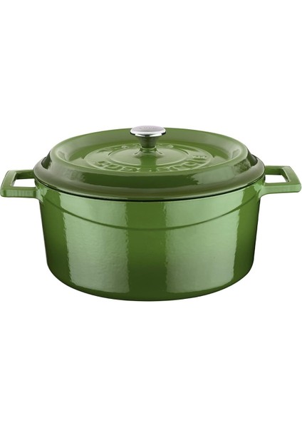 Metal Döküm Yuvarlak Tencere, 24 Cm, Yeşil