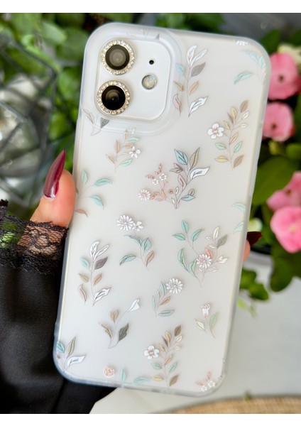 Iphone 12 ve 12 Pro Uyumlu Mat Baskı Fiyonk Pembe Çiçek Parmak Izi Bırakmaz Şeffaf Kılıf