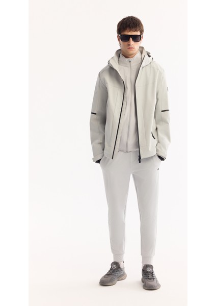 Erkek Gri Kapüşonlu Su İtici Rüzgar Geçirmez Hafif Mevsimlik Comfort Fit Mont A52Y6036