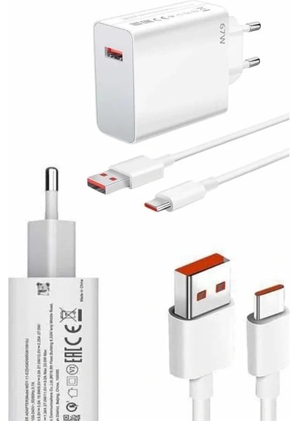 Hızlı Şarj Aleti Adaptörü Kablo Seti 67W Uzun Ömürlü Beyaz fırsatları