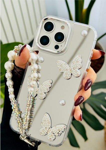 Iphone 16 Promax Uyumlu Aynalı Charmlı Kelebek Tasarımlı Silikon Kılıf fiyatları