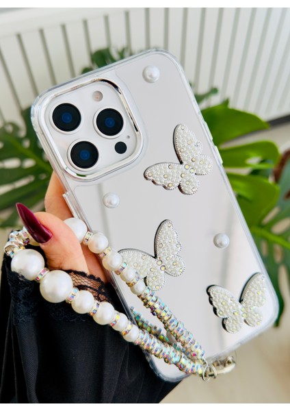 Iphone 16 Promax Uyumlu Aynalı Charmlı Kelebek Tasarımlı Silikon Kılıf modelleri