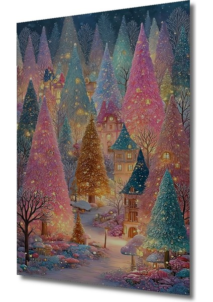 Renkli Orman Yağlı Boya Görünümlü Ahşap Dekoratif Tablo Dikdörtgen Tablo modelleri