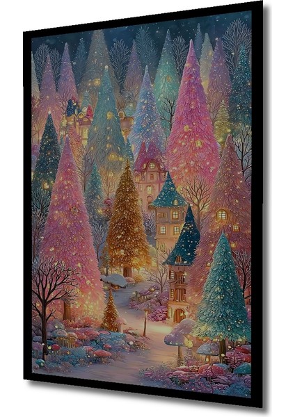 Renkli Orman Yağlı Boya Görünümlü Ahşap Dekoratif Tablo Dikdörtgen Tablo indirimleri