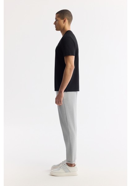 Erkek Siyah Bisiklet Yaka Reflektörlü Bi-Stretch İnterlok Regular Fit T-Shirt A51Y1037