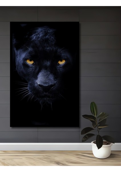Kara Panter Yağlı Boya Görünümlü Ahşap Dekoratif Tablo Dikdörtgen Tablo fiyatları