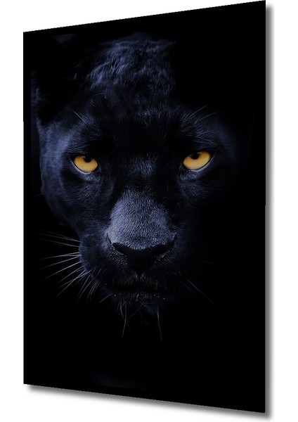 Kara Panter Yağlı Boya Görünümlü Ahşap Dekoratif Tablo Dikdörtgen Tablo indirimleri