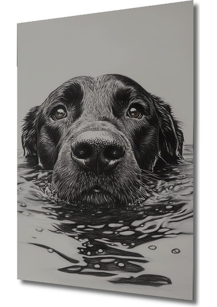 Kara Kalem Görünümlü Siyah Labrador Köpek Sanat Ahşap Dekoratif Tablo Dikdörtgen Tablo modelleri