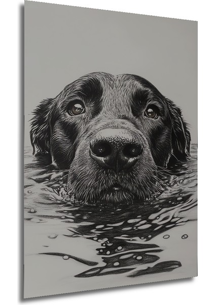 Kara Kalem Görünümlü Siyah Labrador Köpek Sanat Ahşap Dekoratif Tablo Dikdörtgen Tablo fırsatları