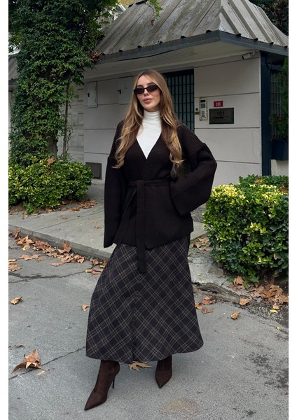 Acı Kahve %100 Pamuk Kemerli Triko Hırka - 4627 fiyatları