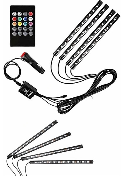 12 Ledli Rgb Işıklı Araç Içi Ayak Altı LED Oto Ampul Kumandalı 7 Renk indirimleri