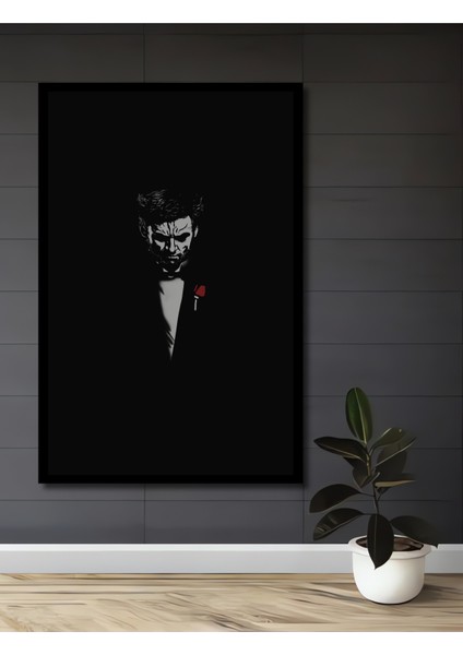 Kara Kalem Görünümlü Wolverine Baba Ahşap Dekoratif Tablo Dikdörtgen Tablo fiyatları