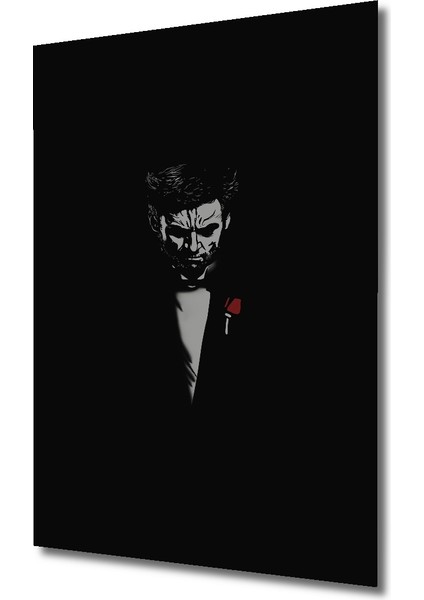 Kara Kalem Görünümlü Wolverine Baba Ahşap Dekoratif Tablo Dikdörtgen Tablo modelleri