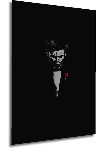 Kara Kalem Görünümlü Wolverine Baba Ahşap Dekoratif Tablo Dikdörtgen Tablo fırsatları