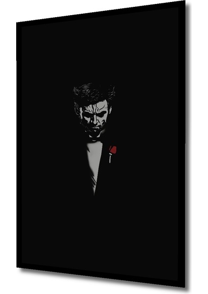 Kara Kalem Görünümlü Wolverine Baba Ahşap Dekoratif Tablo Dikdörtgen Tablo indirimleri