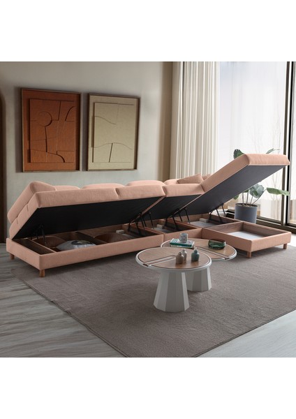 Aries Yataklı Sandıklı Piyonlu Köşe Takımı Pembe Sağ Köşe modelleri