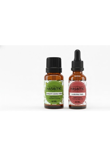 Kuşburnu & Adaçayı Yağı Seti 30 ml + 10 ml – Saf ve Doğal