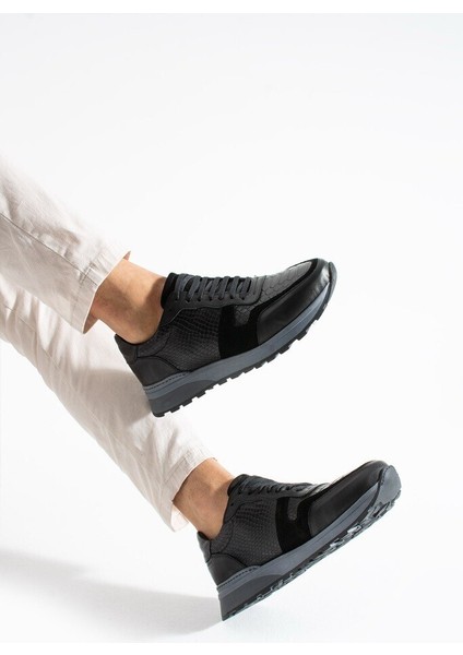 Erkek Siyah Günlük Hakiki Deri/süet Ayakkabı modelleri