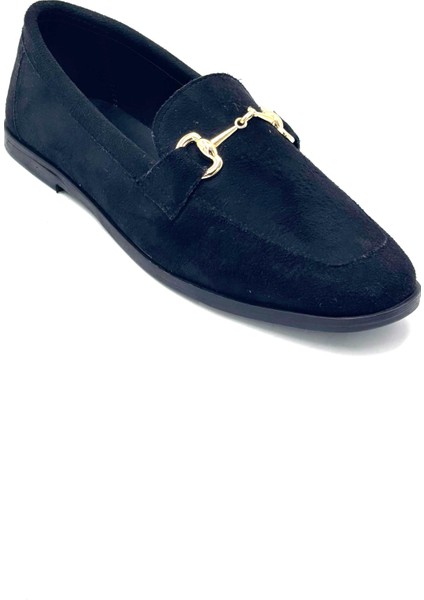 Mis Toka Detaylı Günlük Kadın Babet Süet Siyah