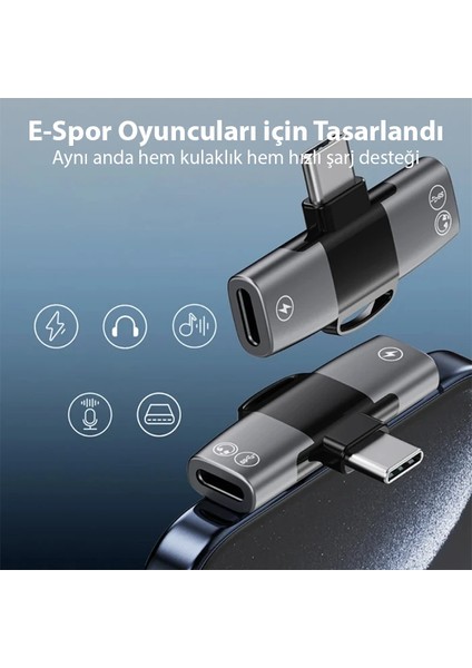 Ally Mini 2in1 Type-C To Type-C Kulaklık + Şarj ADAPTÖRU-(5775) - ?79?99E0-8G9179 modelleri