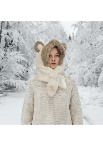 Peluş Kış Şapkası | Kulak Koruma Şapka & Boyunluk Şal İkisi Bir Arada | Sıcacık ve Yumuşacık