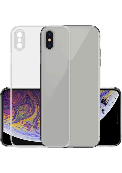 Apple iPhone Xs Max ile Uyumlu Kapak Kamera Korumalı Şarj Yeri Tıpalı Şeffaf Silikon Kılıf