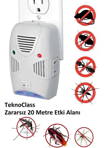 Ultrasonik Cihaz Elektrikli Prize Takılır Kaçırıcı Haşere Fare Sinek Böcek Kovucu
