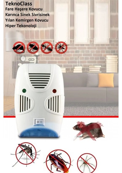 Ultrasonik Cihaz Elektrikli Prize Takılır Kaçırıcı Haşere Fare Sinek Böcek Kovucu