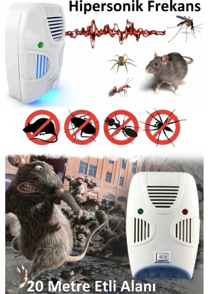 Ultrasonik Cihaz Elektrikli Prize Takılır Kaçırıcı Haşere Fare Sinek Böcek Kovucu